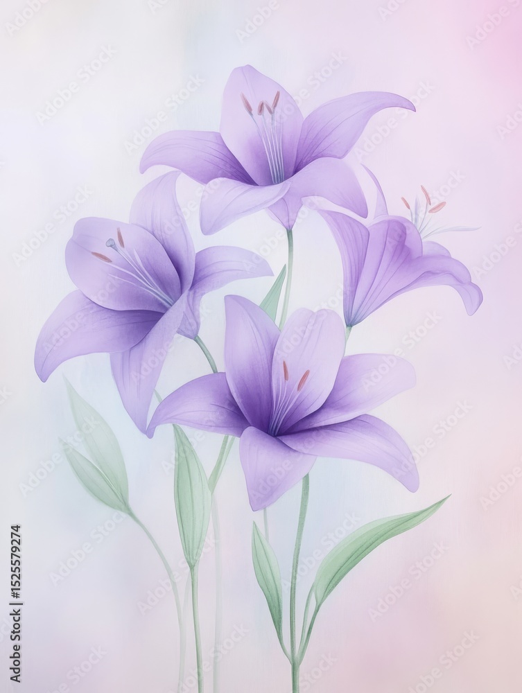 Soft Purple Lilies on Pastel Background
Soft Purple Lilies on Pastel Background