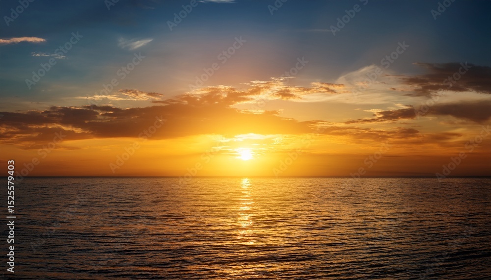 Fototapeta premium stunning golden sunrise over the calm sea horizon