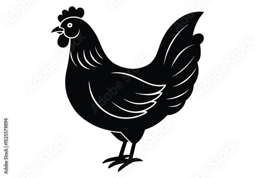Hen or chicken, rooster and chicks silhouette