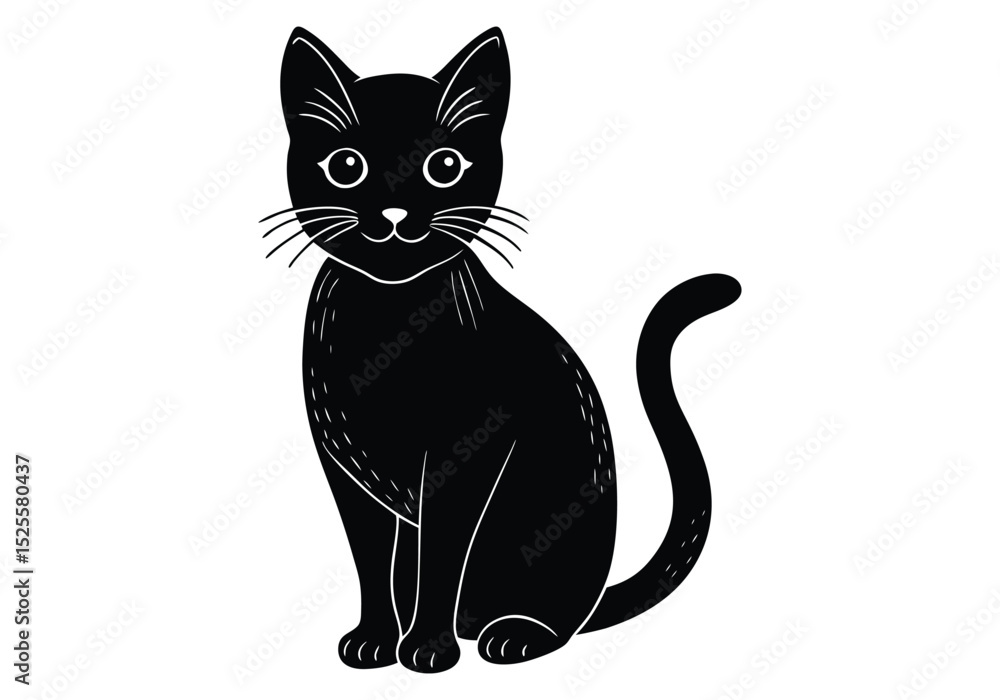 Fototapeta premium Cat silhouette different vector illustration pet animal