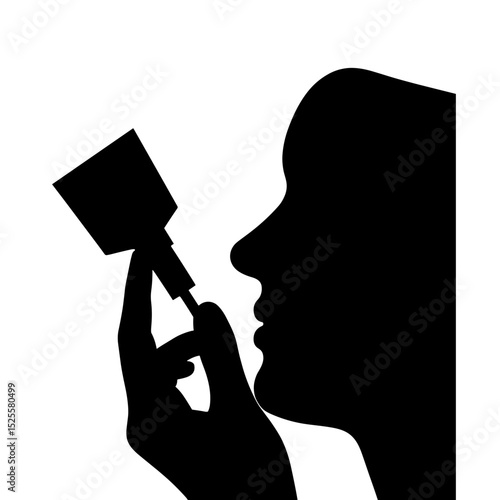 Silhouette of face applying skincare cream, beauty routine skincare