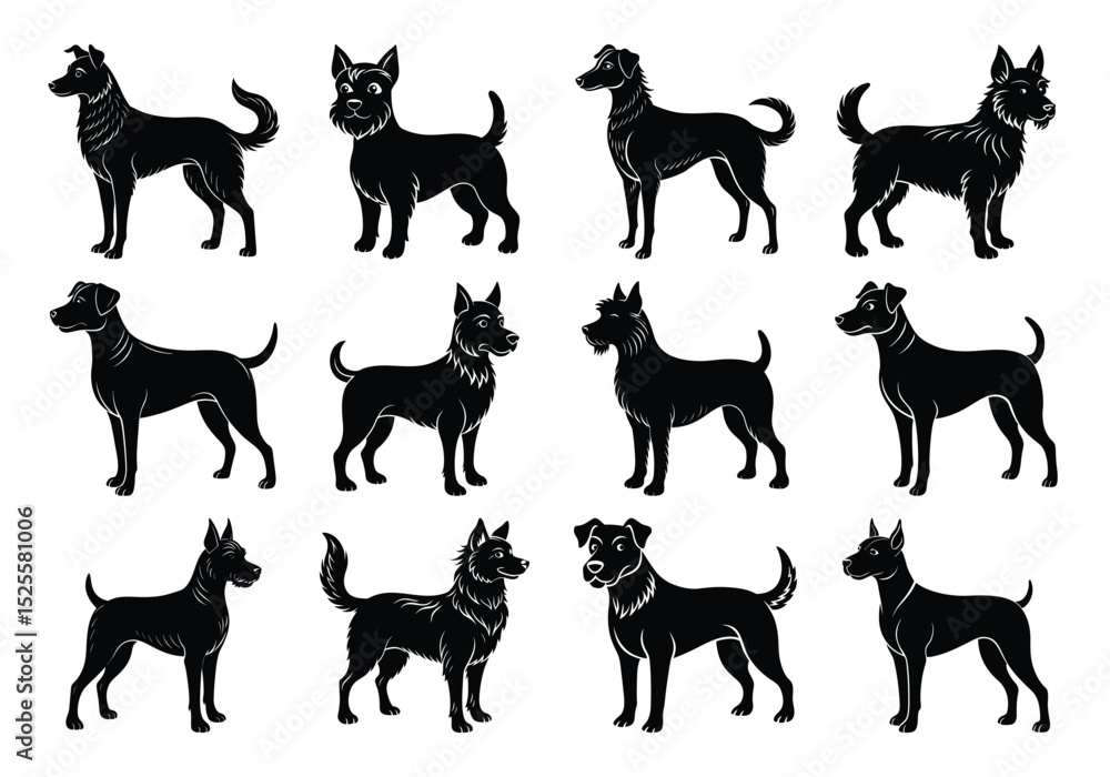 Dog Breeds Silhouette Set Dog Breeds Silhouette Set