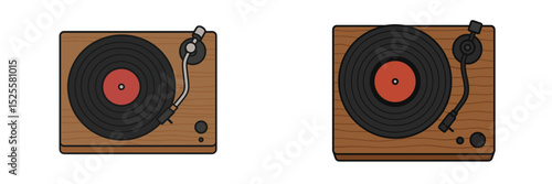 Record players featured on a wooden surface showcasing vintage design with touch of modern aesthetics