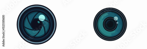 Camera lens design featuring two different styles with distinct circular shapes and details