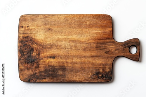Dark brown wooden cutting board isolated on white background