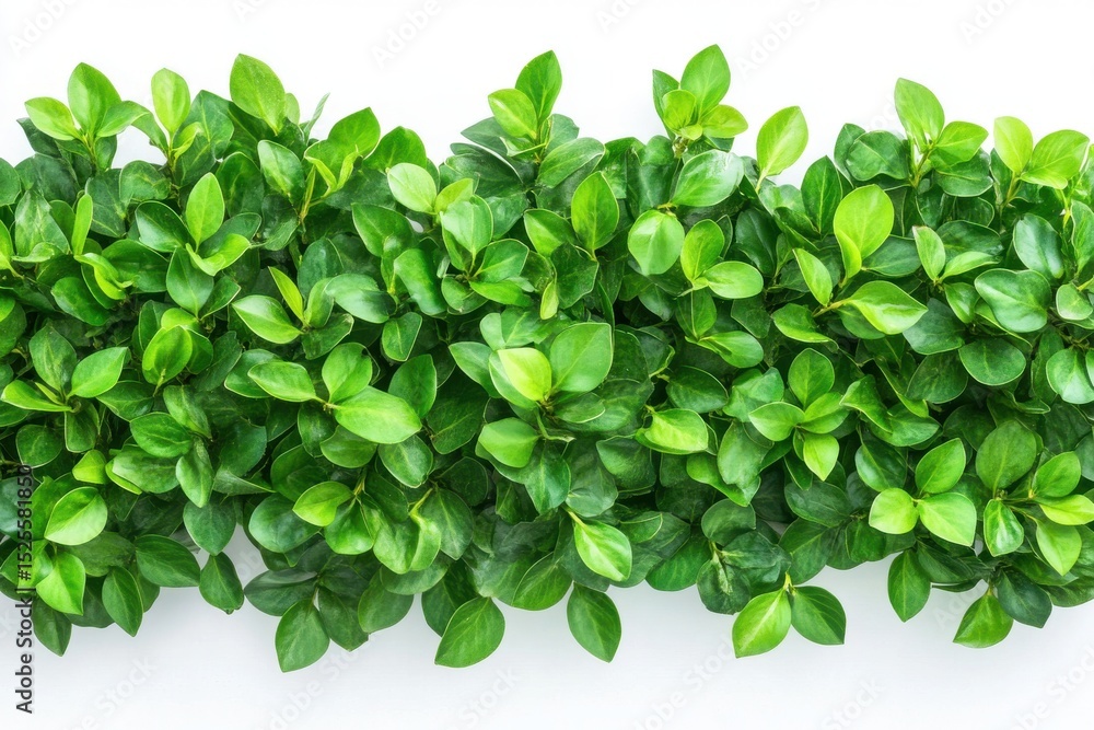 Fototapeta premium Green bush leaves border isolated on white background