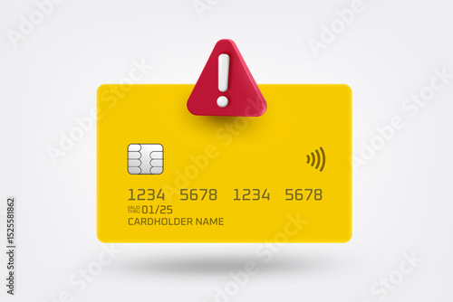 Money sack with red exclamation sign. 3d vector illustration