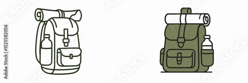 Stylish backpacks with camping gear for outdoor adventures in nature or hiking excursions
