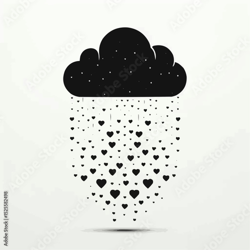 Illustration of a cloud raining down hearts, symbolizing love and affection pouring down