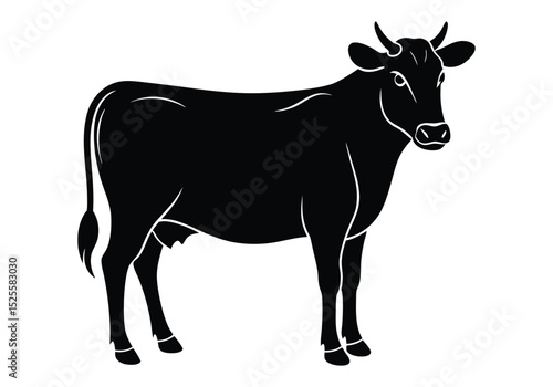 Set of jersey cow silhouettes in various poses. isolated vector on white background.