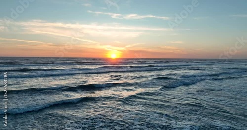 Sunset Aerial Over Oregon Ocean