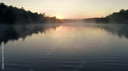 Wallpaper Mural Calm Lake Scene at Sunrise Reflecting Forest Sky and Mist Creating Dreamy Scenery Torontodigital.ca