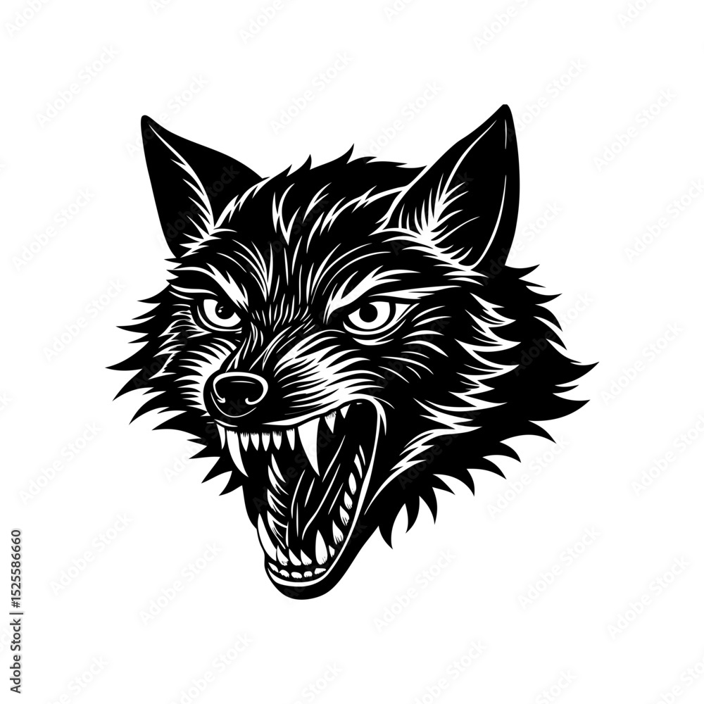 Fototapeta premium generate a snarling fox with bared fangs vector art silhouette