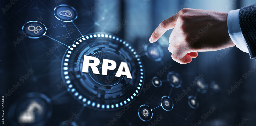 Fototapeta premium RPA Robotic Process Automation system. Artificial intelligence concept