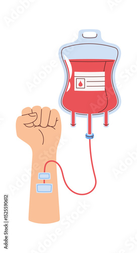 Blood donation cartoon attached bag