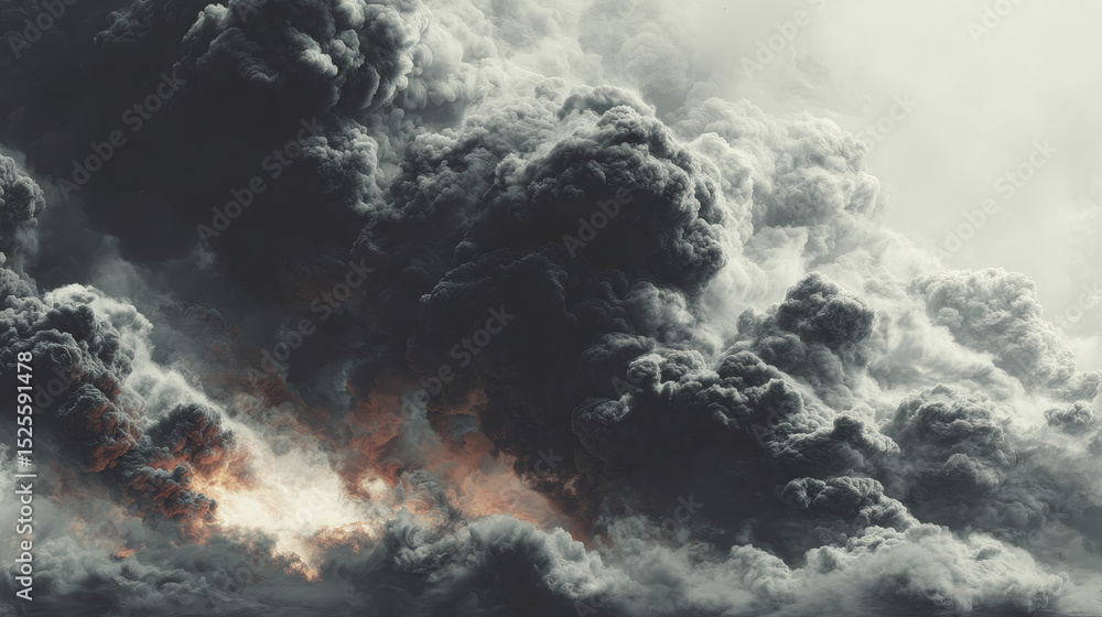 Black smoke clouds, dirty toxic fog or smog. Vector realistic illustration of dark steam, smoky mist from fire, explosion, burning carbon or coal. Black fume texture isolated on transparent background Black smoke clouds, dirty toxic fog or smog. Vector realistic illustration of dark steam, smoky mist from fire, explosion, burning carbon or coal. Black fume texture isolated on transparent background