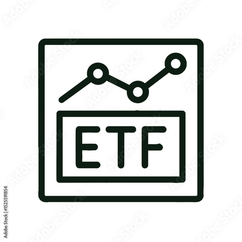 ETF line icon with stock market trend chart symbolizing exchange traded fund performance