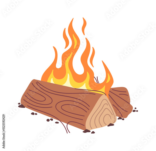 Camp bonfire glowing flames cartoon