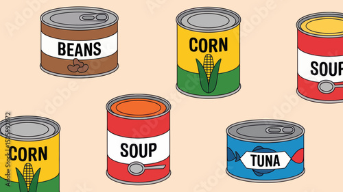 Assorted Canned Goods Beans, Corn, Soup, and Tuna