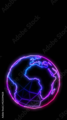 Wallpaper Mural Seamless animation of low poly neon rotating earth globe with black vertical video. Torontodigital.ca