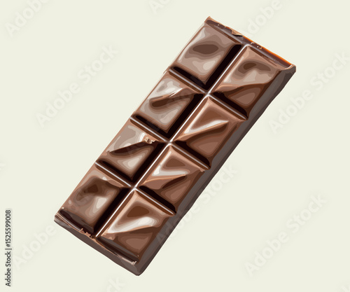 Vector bar of milk chocolate, isolated  on plain background