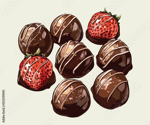 drawn luxury praline strawberry in chocolate