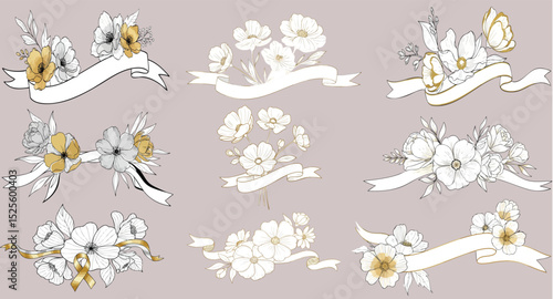 Gold Floral Banner Set