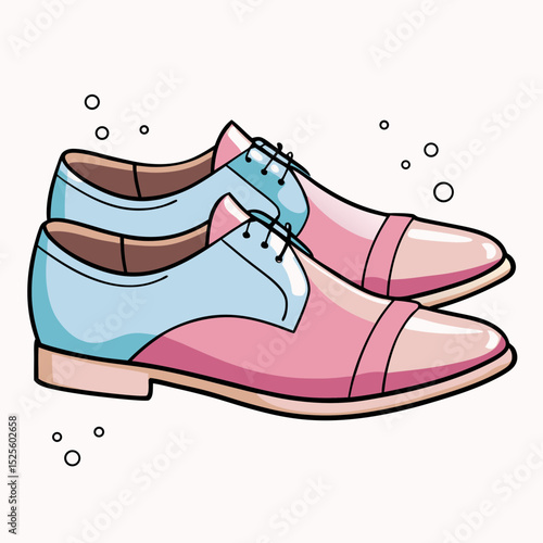 Colorful men's shoes with clean lines and shapes on a light background  