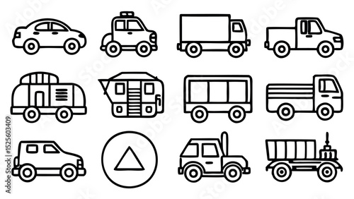 Vehicular Array: A meticulous illustration showcases a collection of diverse vehicles, each uniquely designed to represent the versatility and innovation in modes of transport.