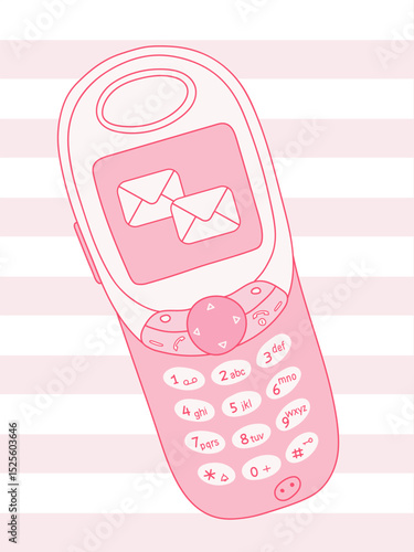Pink retro mobile phone vector illustration