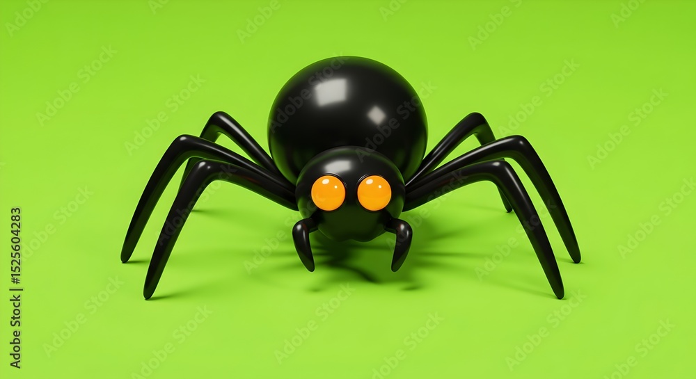 Fototapeta premium Cute Cartoon Spider on Green Background