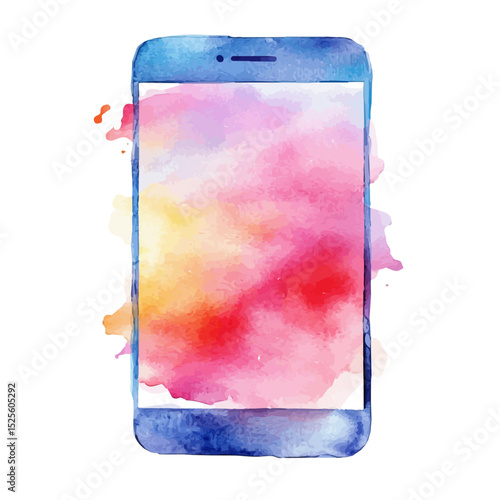 watercolor of Screen Protector, vector high quality, isolated on a white background.