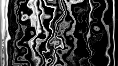 Animation of black and white liquid shapes waving swirling and flowing smoothly background.
