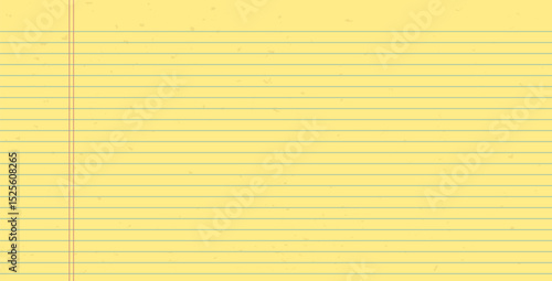 Legal pad lined horizontal textured paper. Notebook paper background blank. Office supply and school sheets. Student or business template for memo and notes. Empty document page. Vector illustration.