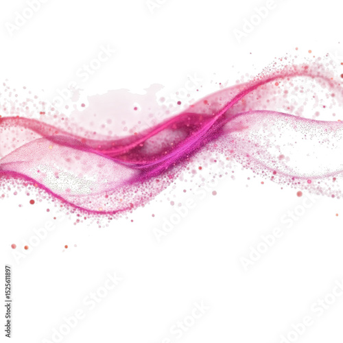 Abstract pink and purple wave with sparkling particles on a black background design element art