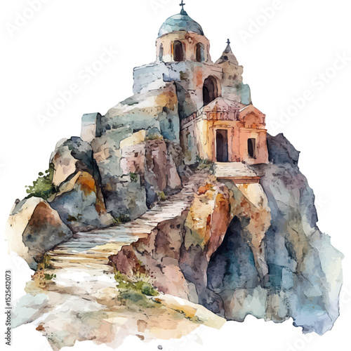 Sacred Sites, watercolor illustration vector, high quality, isolated on a white background.