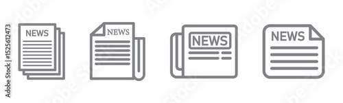 newspaper line art vector illustration . 
Newspaper and media outline icons set – flat, line, journalism and press symbols