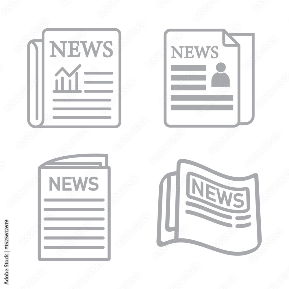 Newspaper vector icon  Newspaper icon with lines and headlines indicating printed news.