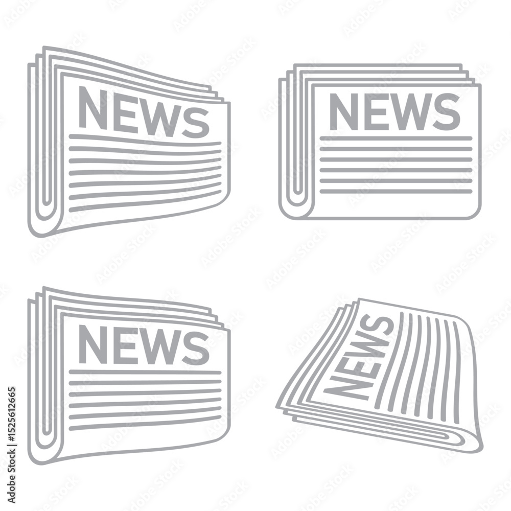Newspaper icon outline collection in black and on white background Newspaper icon outline collection in black and on white background
