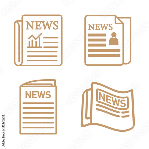 Newspaper vector icon  Newspaper icon with lines and headlines indicating printed news.