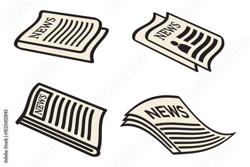 newspaper icon line art vector illustration . News icon in filled and stroke