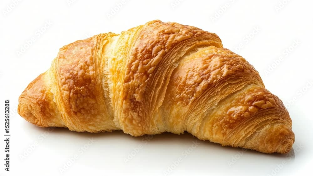 A delicious croissant on a white surface, perfect for food photography and advertising A delicious croissant on a white surface, perfect for food photography and advertising