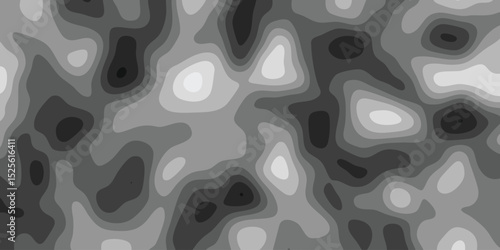 Abstract topographical pattern in grayscale illustrating contours and variations in altitude displaying artistic and modern graphic design