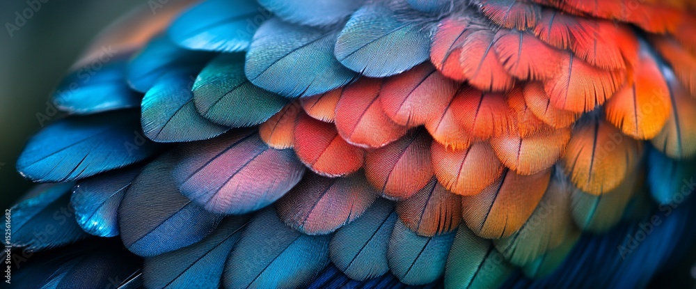 Obraz premium Close-Up of Vibrant Macaw Feathers Displaying an Array of Colors