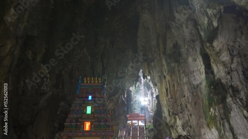 day time famous kuala lumpur area cave temple slow motion panorama 4k malaysia