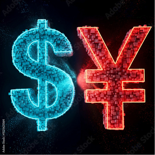 US China Trade Relations Navigating Global Commerce Tensions Between Economic Superpowers Impact of Tariffs on International Markets A Currency Clash Vector SVG