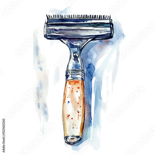 Razor, watercolor illustration vector, high quality, isolated on a white background.