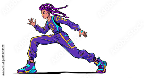 Young athlete running energetically in colorful sportswear 