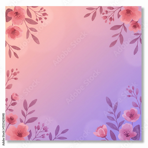 Mother's Day social media post layout – soft pink and purple gradient background, floral motifs, centered text box for personal message