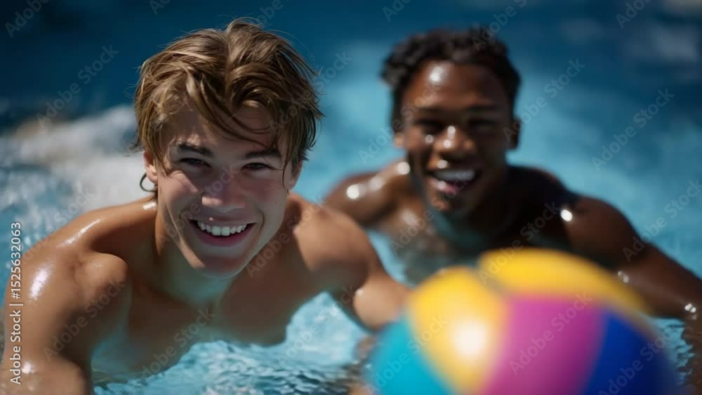 A fun water polo match at a vibrant pool A fun water polo match at a vibrant pool